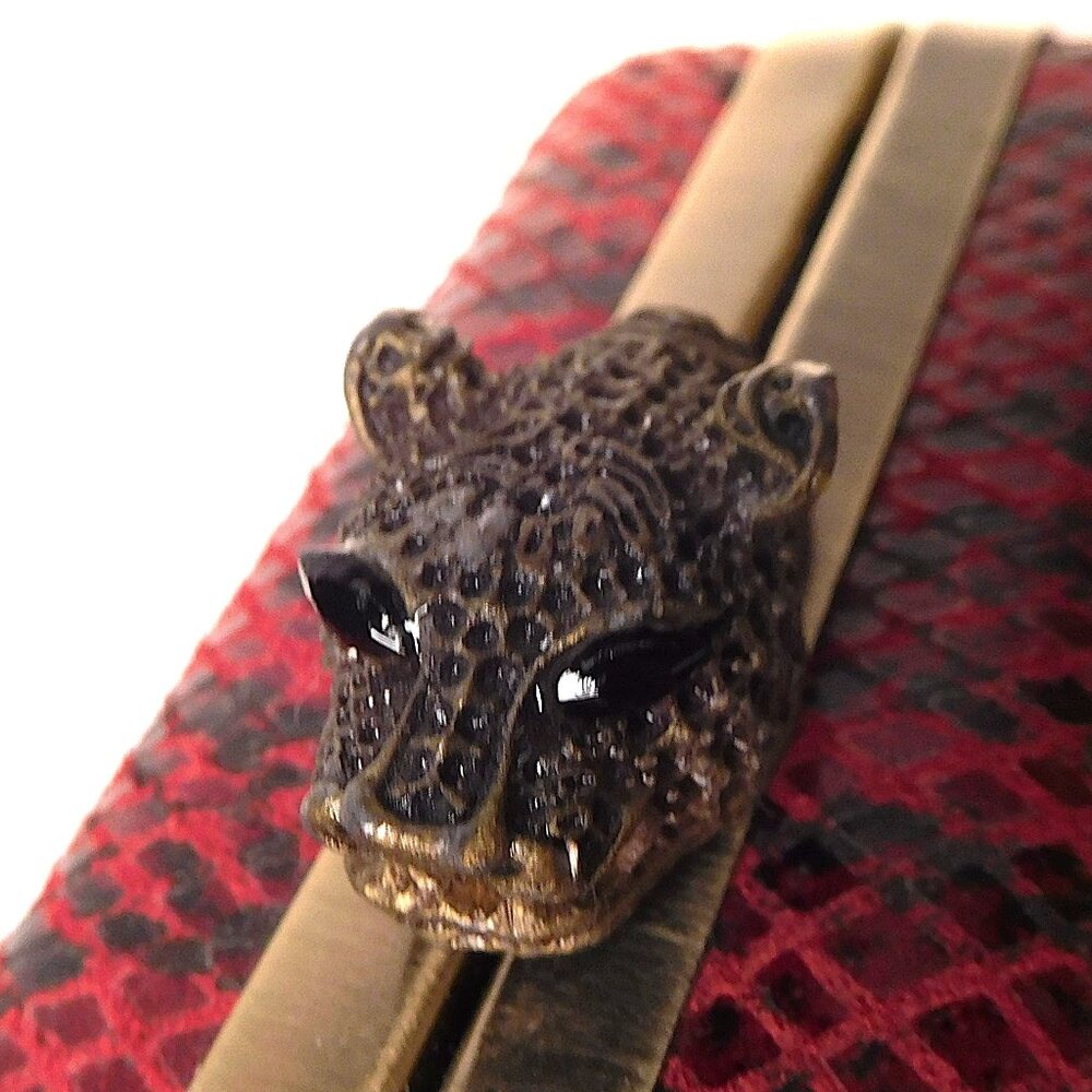 Burgundy Python Print Mini Clutch - image 2